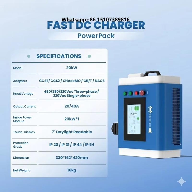Portable Dc Fast Charger 20Kw Ccs2 - Carregador Rápido DC Portátil para Veículos