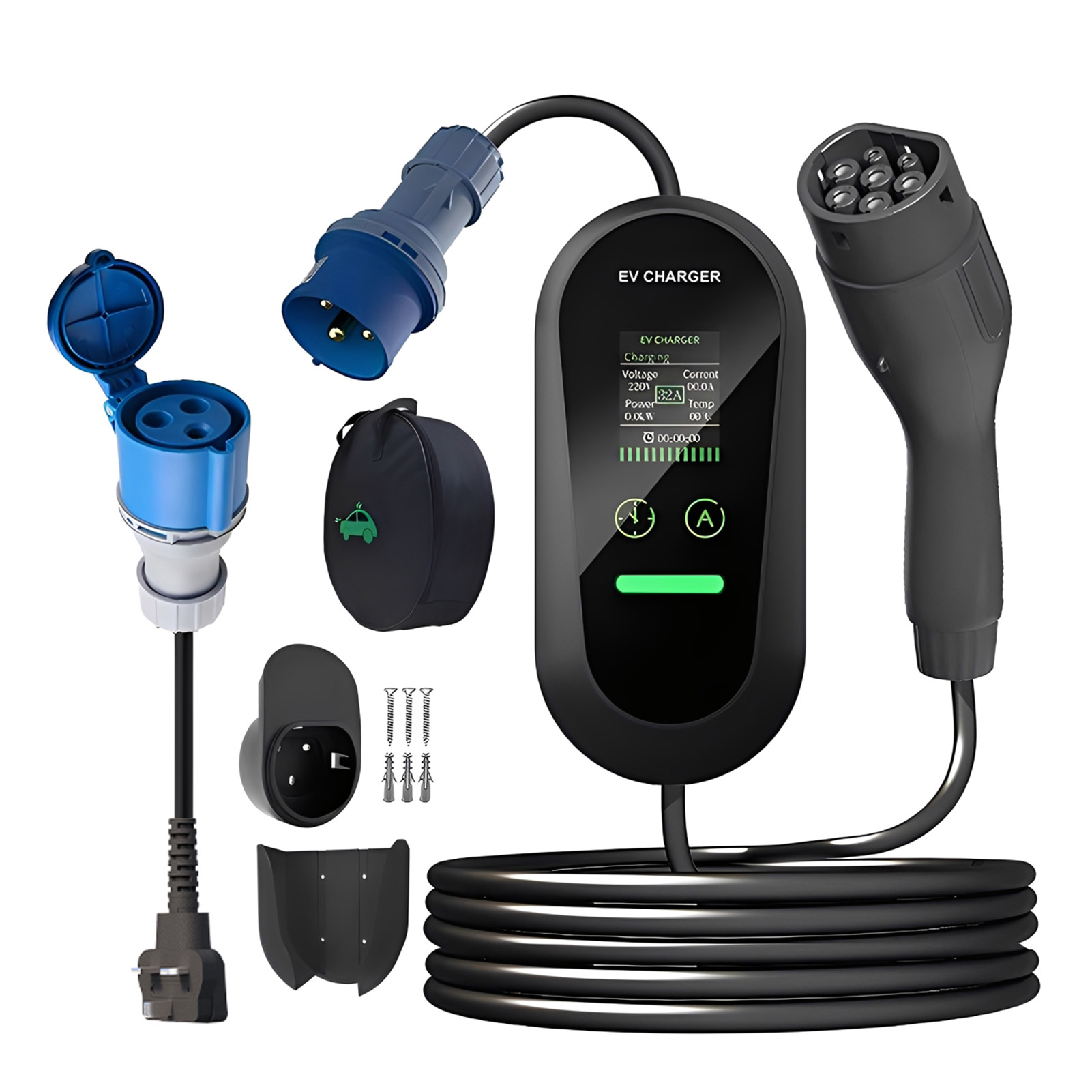 Portable Ev Charger 32A Type 2 Cee Plug - Type2 carregador ev portátil 7kw 32a